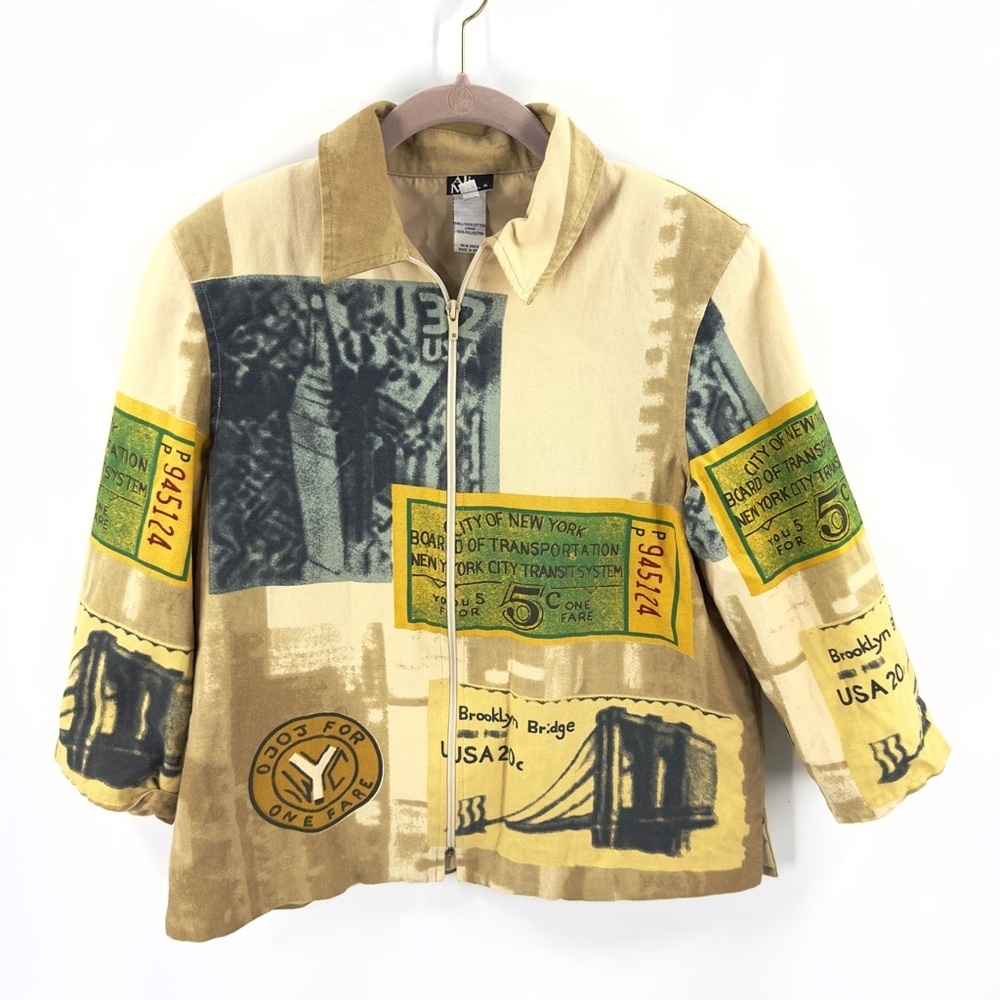 Vintage Ali Miles Jacket Womens Medium Brooklyn New York Graphic Travel Artsy